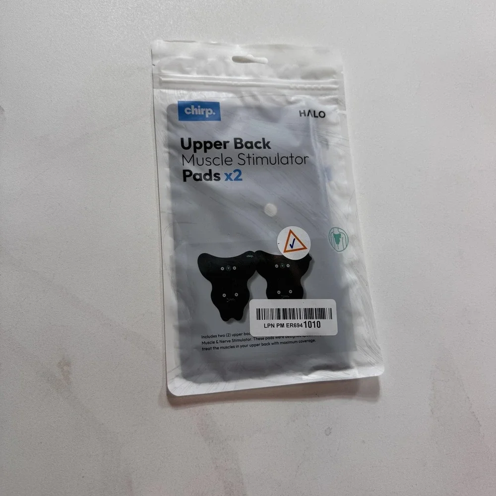 Chirp Halo Upper Back Muscle Stimulator Pads X2 Black Reusable Washable New